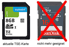 Vergleich TSE-Karte und SD-Karte SanDisk für Sharp Registrierkassen
